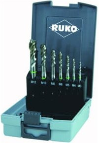 Ruko 7-teiliger Maschinengewindebohrer-Satz HSS Co 5 Form C 35° in Silber - Bild 1