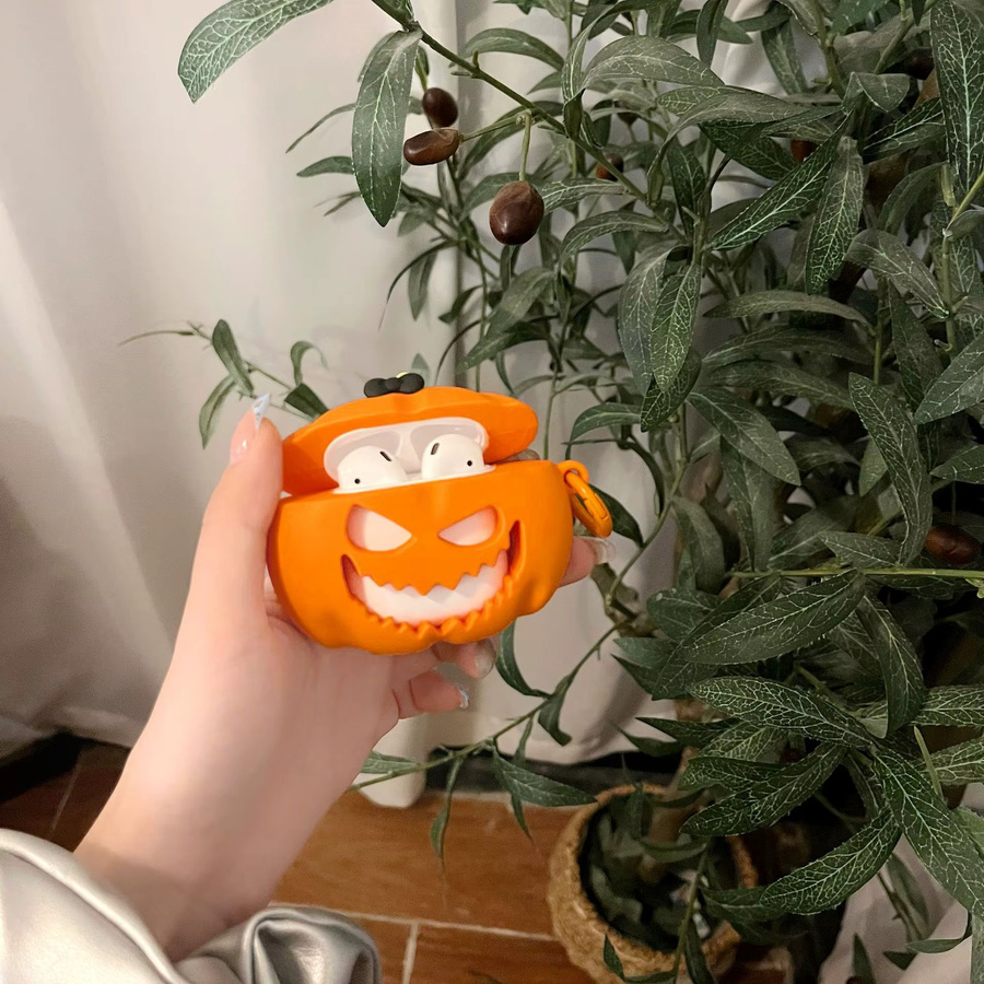 Apple Halloween-Kürbis Schutzhülle für AirPods 4, AirPods Pro 2, Pro, 3, 2, 1 in Orange - Bild 3