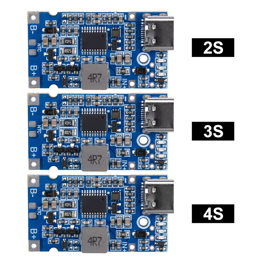 diymore Multi-Cell Step-Up Buck Schnelllade-Lademodul mit Typ-C für 18650 Lithium-Batterien (2S 3S 4S) 4,5V-15V 9V/12V - Bild 1