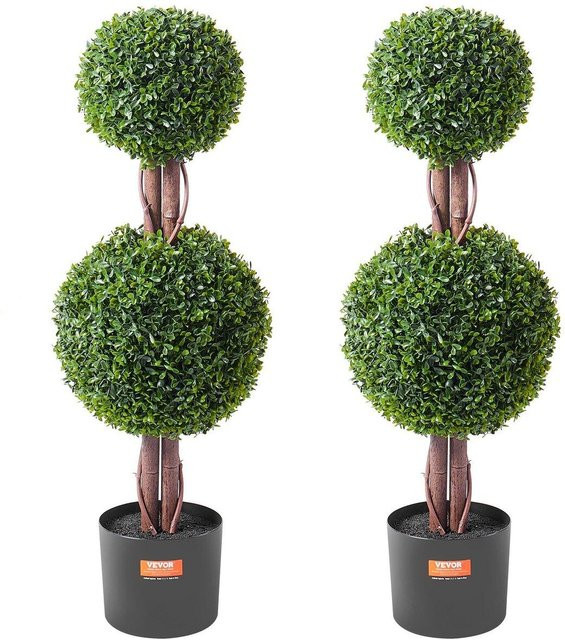 2er-Pack Künstlicher Buchsbaum Formschnittbaum von Buying Solutions, MB, UV-beständige Kunstpflanze für Innen und Außen, H: 91,4 cm, B: 28,0 cm, T: 28,0 cm - Bild 1