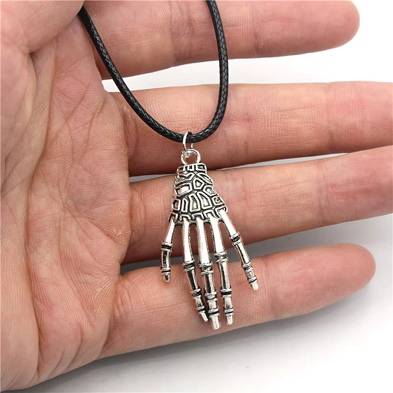 Weyena Schmuck-Set, Skelett Hände, Halskette, Ohrringe, Edelstahl, Silber, Damen - Bild 2