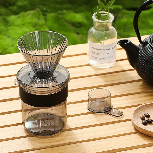 OANKR 3-in-1 Tragbare Übergießkaffeemaschine mit Kaffeefilter, Tasse und Löffel in Grau - Bild 1