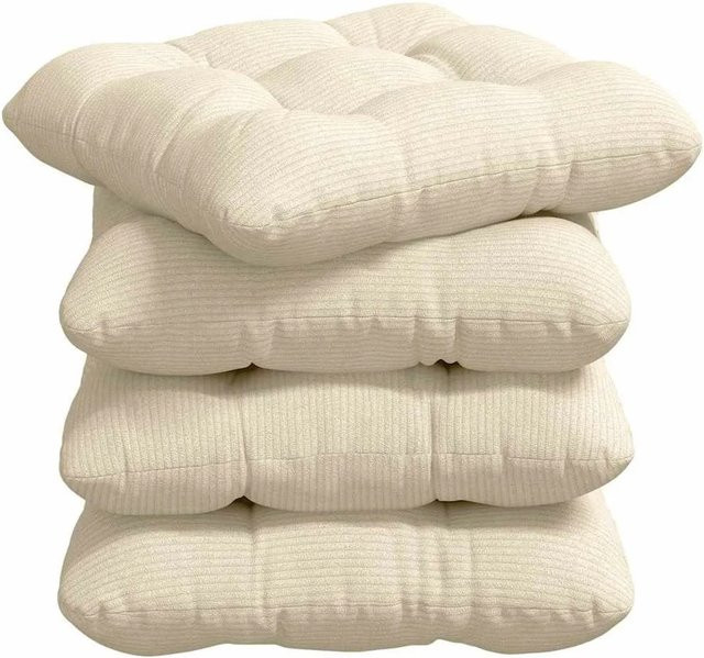 vidaXL Sitzkissen 4er Set aus Cordstoff in Beige, B/T/H: 45 x 45 x 4 cm - Bild 1