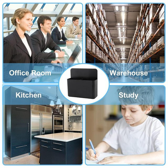 Magnetischer Bleistiftbecher und Stifthalter aus Kunststoff in Schwarz für Kühlschrank und Schule - Bild 1