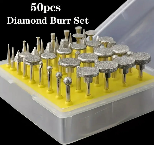 Oudtinx 50 Stück Diamantbeschichtete Schleifköpfe in Silber für Dremel Drehwerkzeuge - Bild 1