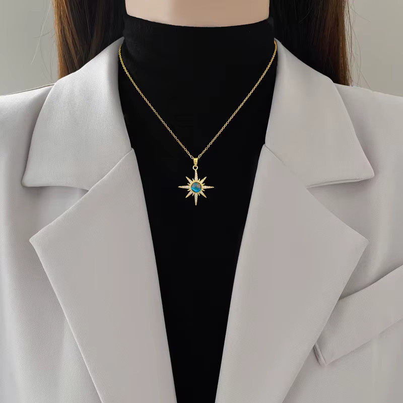 rinhoo Halskette mit Sonnenanhänger, Edelstahl, Gold, Damen - Bild 2