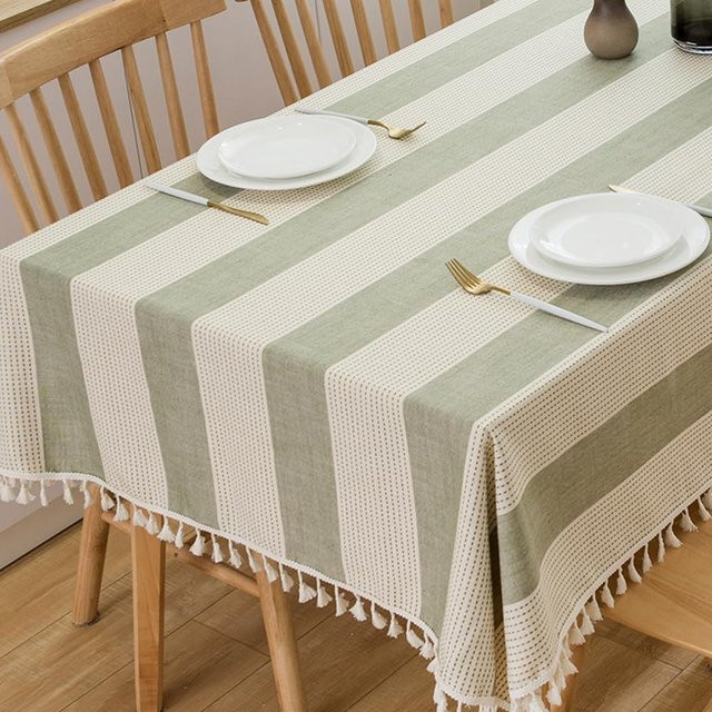 Gestreifte Baumwoll-Tischdecke von ILVISEST für Outdoor und Partys, B/T: 140 x 220 cm - Bild 1