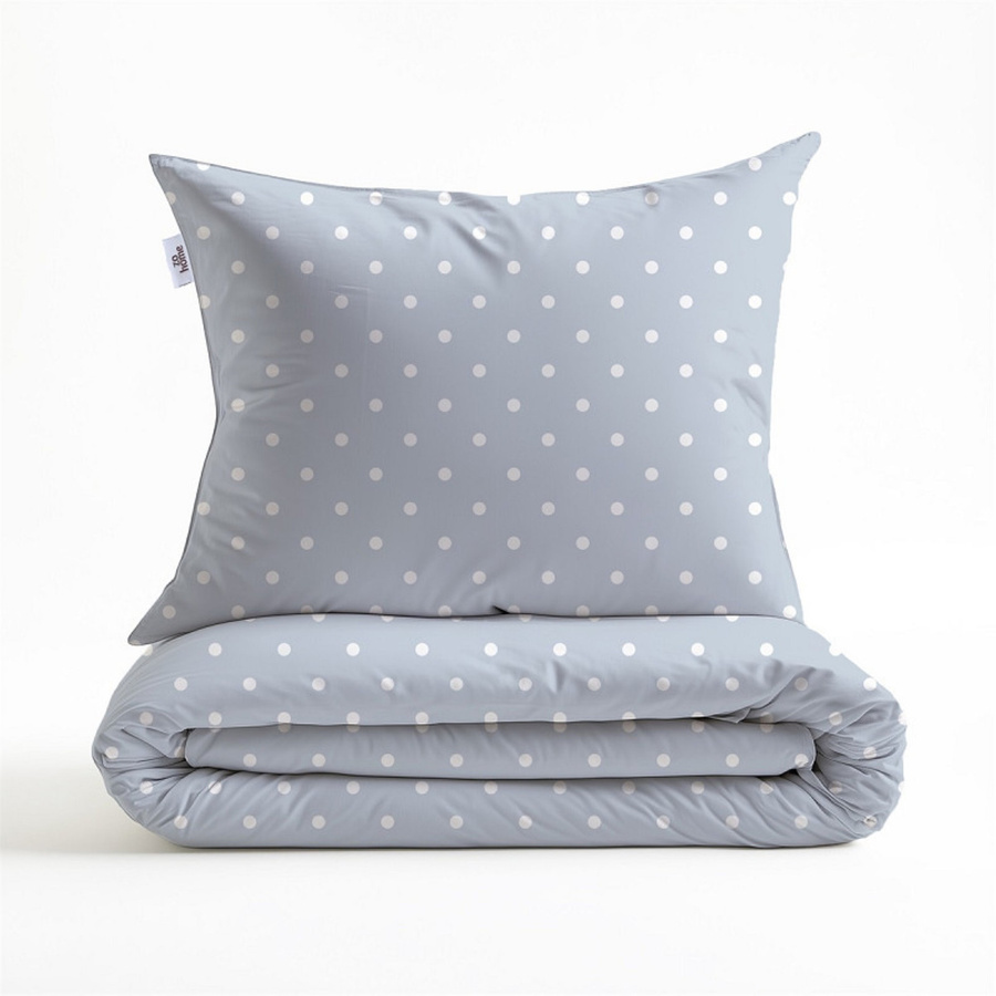 Zo! Home Cotton Bettwäsche Punta di Cotone Powder Blue Hellblau mit Punkten, B/H: 155 x 220 cm und Kissenbezug 80 x 80 cm - Bild 1