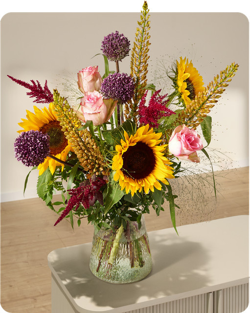 Blume2000 Sonnenschein Bouquet Sonnenblume Rose Multicolor - Bild 1