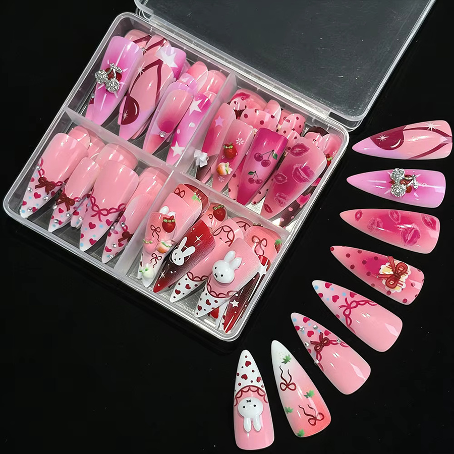 MAFANAILS Kunstnägel, Rosa, Mandelform, Glänzend, 96 Stück - Bild 5