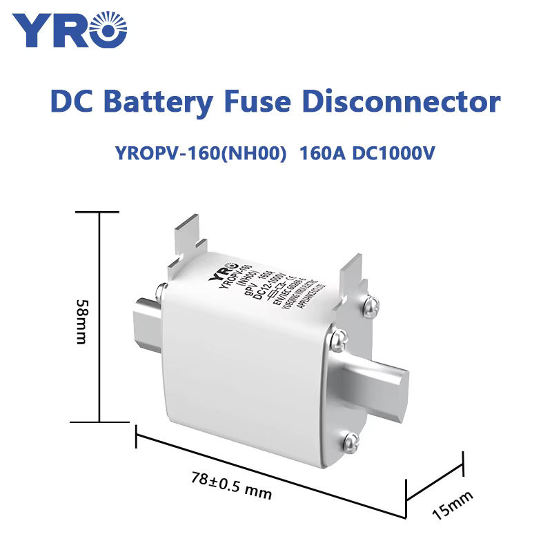 YRO Batterie-Sicherungstrennschalter Messertyp 160A DC1000V für Solar PV, Sicherungshalter NH00 zur Panelmontage, Schwarz - Bild 3