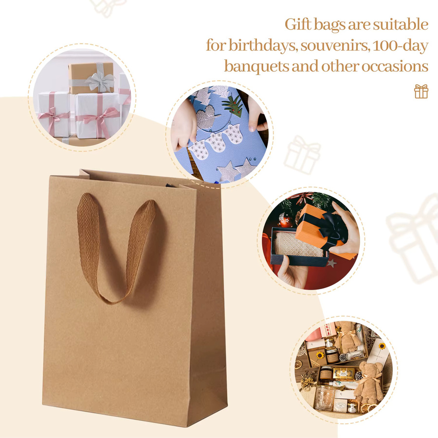 Kraftpapier-Geschenktüten in Braun für Weihnachten, Halloween, Partys und Hochzeiten, 10 Stück - Bild 2