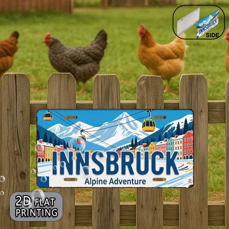 CIFBUY Innsbruck Vintage Metall-Aluminium-Schild als dekoratives Wandschild, Mehrfarbig, B: 30,48 cm, H: 15,24 cm - Bild 3