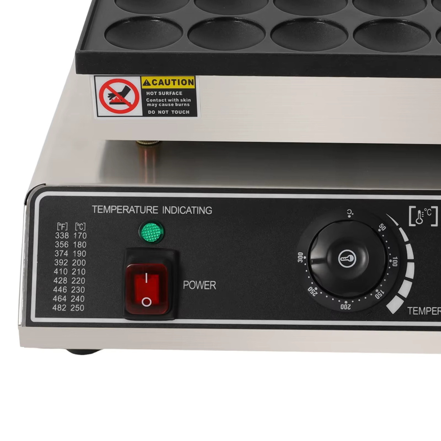 Sweetmile 36-Loch-Waffeleisen aus Edelstahl mit 950 W, verstellbare Temperatur 50–300 ℃, Farbe Schwarz-Silber - Bild 4