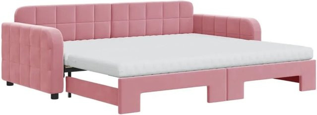 vidaXL Ausziehbares Tagesbett mit Matratze in Rosa aus Samt, Breite: 90 cm, Länge: 200 cm - Bild 1