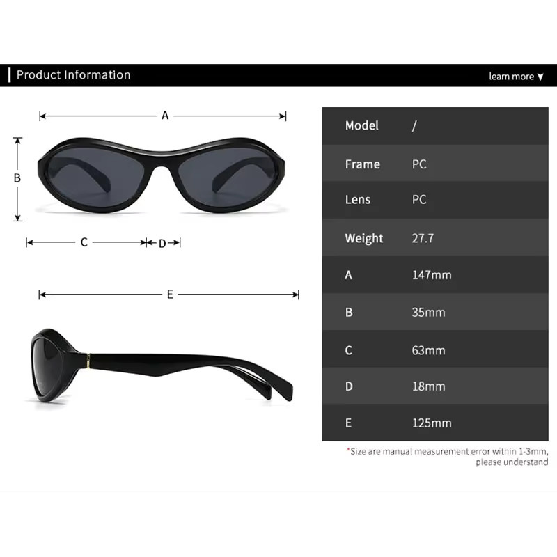 TOYEARN Wrap Sonnenbrille, Vollrand, Kunststoff, Schwarz, Unisex - Bild 4
