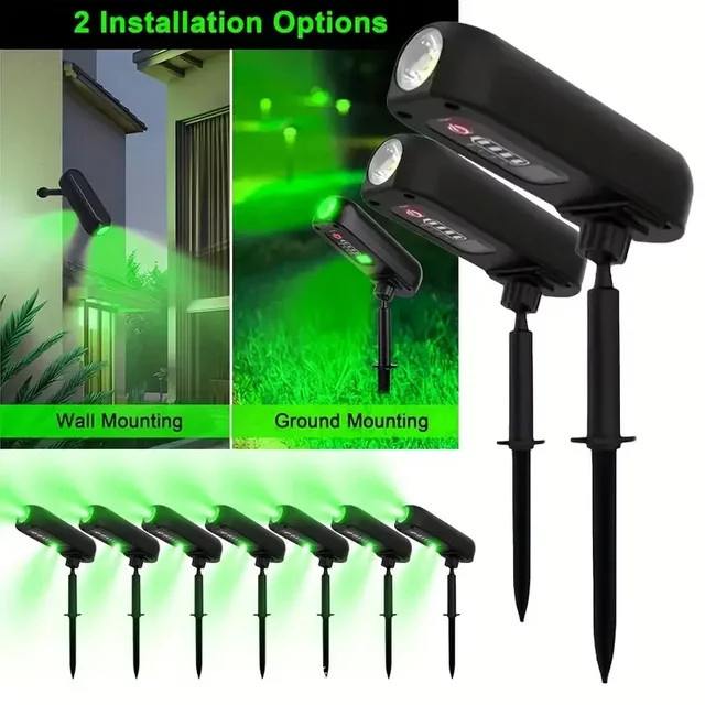 XIWANGFIRE 2-in-1 Solarstrahler und Wandleuchte mit LED, IP55 wasserdicht, Grün/Schwarz, dekorative Gartenbeleuchtung für Akzent- und Uplighting-Effekte - Bild 1