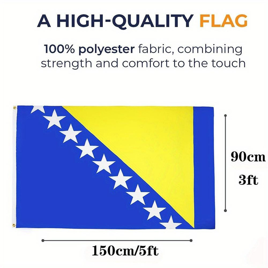 Flagge Bosnien und Herzegowina aus Polyester mit zwei Metallösen, B/H: 90 x 150 cm - Bild 6