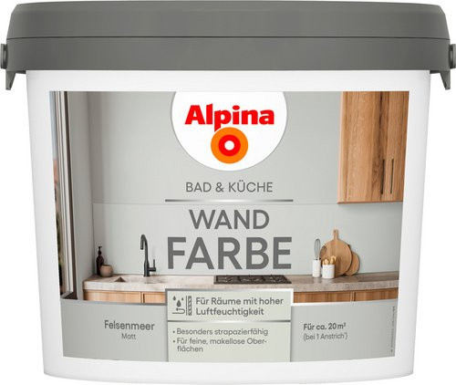 Alpina Wandfarbe Bad & Küche Felsenmeer, matt, grau/blau/mehrfarbig, 2,5 l - Bild 1