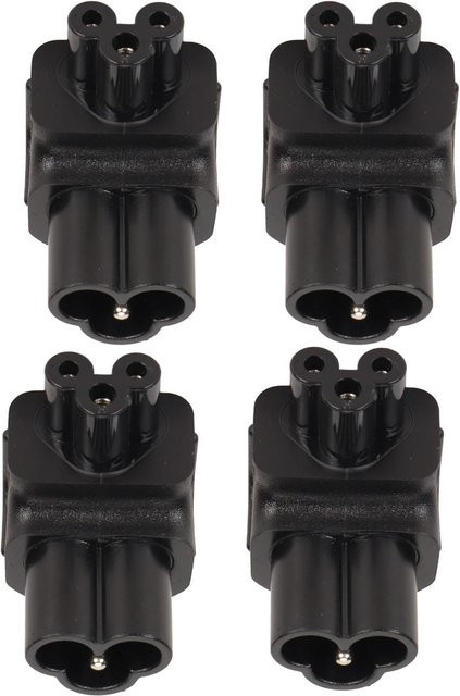 Igeteck Stromadapter Set 4 Stück IEC320 C6 auf IEC320 C5, rechtwinklig 90 Grad, Schwarz - Bild 1