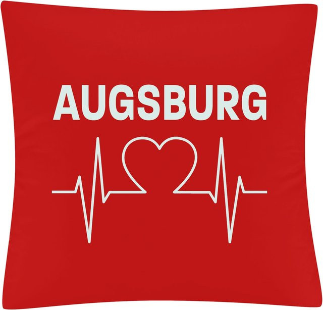 Kissenbezug multifanshop Augsburg Herzschlag Druck Weiß B/H: 26,9 x 26,9 cm - Bild 1