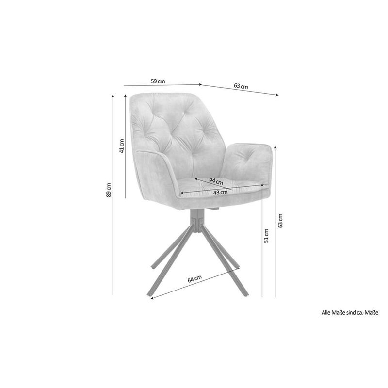 byLIVING Sessel SARINA 2er-Set anthrazit Vintage Samt Metall B/H/T: 59,5 x 89 x 62 cm - Bild 3
