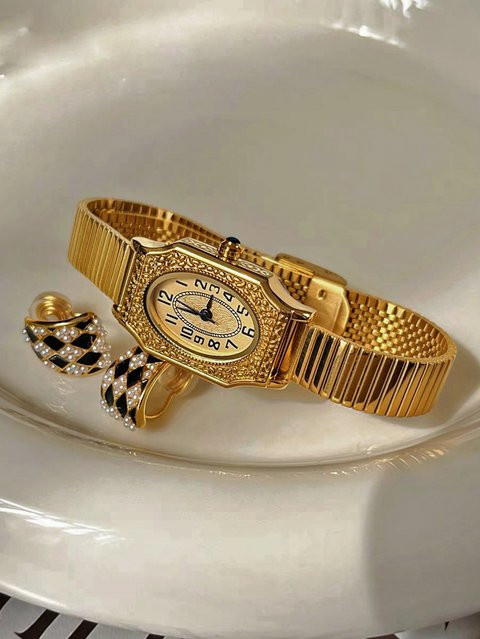 Armbanduhr Quarz, Edelstahl, Gold, Rechteckig, Damen - Bild 1