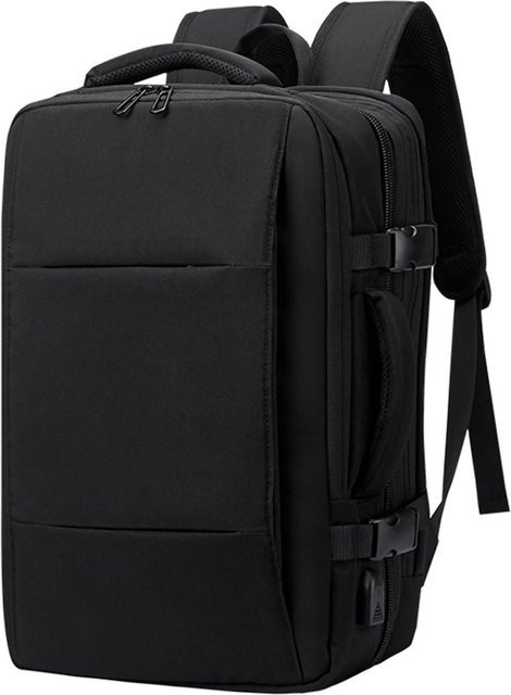 TOMTOP JMS Erweiterbarer Handgepäck-Rucksack mit USB-C-Ladeanschluss für 15,6-Zoll-Laptops, Schwarz - Bild 1