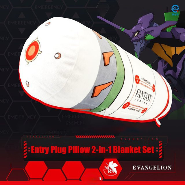 Bandai Evangelion 2-in-1 Kissen- und Decken-Set aus Plüsch mit Anime-Grafik - Bild 1