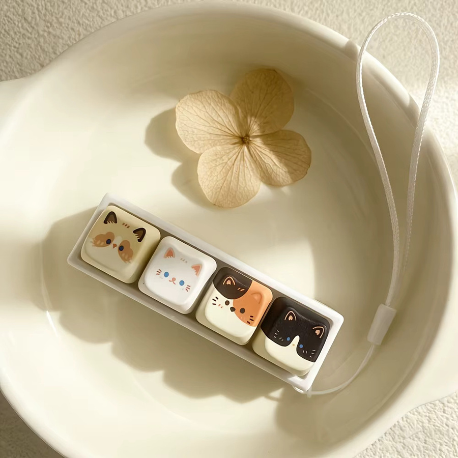 Schlüsselbandanhänger, weiße und schwarze Katze, Unisex, 7,9 x 2,4 cm - Bild 4