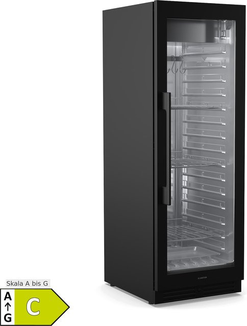 Klarstein Steakhouse Reifeschrank Schwarz mit 352 l Volumen, antibakterieller Beschichtung, LED-Innenbeleuchtung und Luftfeuchtigkeitskontrolle - Bild 1