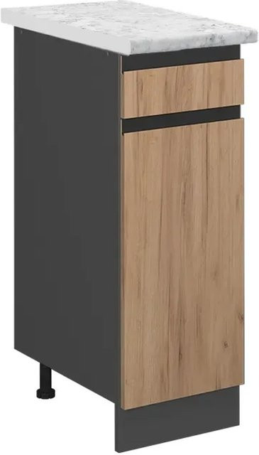 Vicco R-Line Schubladenschrank für die Küche in Goldkraft Eiche und Anthrazit mit Marmor-Optik, Breite: 30 cm - Bild 1