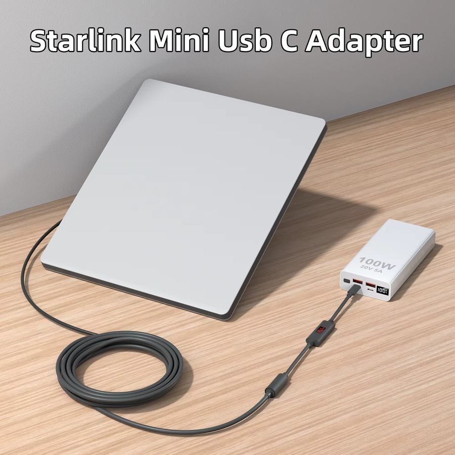 Starlink Mini USB-C-Adapter mit Strom- und Spannungsanzeige, wasserdichter DC-zu-USB-C-Konverter in Schwarz - Bild 3
