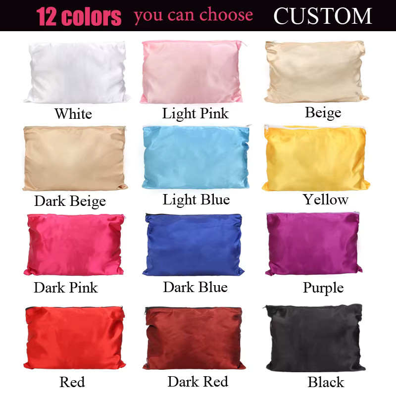 10er Set Flechazo Satin Haar-Verpackungstaschen mit Reißverschluss für Bundles und Perücken, B: 25 cm, H: 35 cm - Bild 2