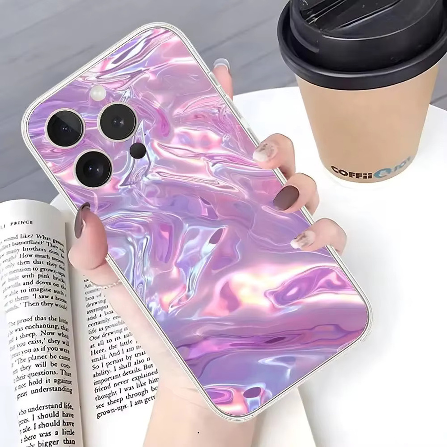 Mesuca Holografische Kunst-Handyhülle für iPhone 11 bis 17 Pro Max Plus, Transparent Multicolour - Bild 4