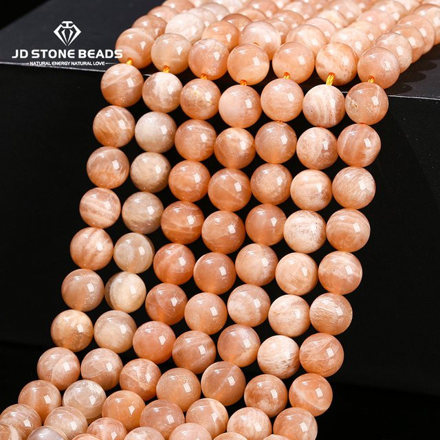 Sonnenstein Perle, Orange, Rund, Lose Spacer - Bild 1