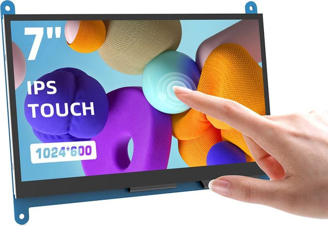 Eyoyo 7 Zoll Raspberry Pi Monitor mit HD IPS Touchscreen und 5-Punkt-kapazitivem Touch-Display, 1024x600 Auflösung, kompatibel mit Raspberry Pi 4/3/2/1/3B+/BB, Banana Pi und Windows - Bild 1