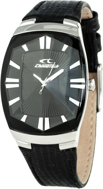 CHRONOTECH Analoguhr, Quarz, Edelstahl, Tonneau, 36 mm, Schwarz, Unisex - Bild 1