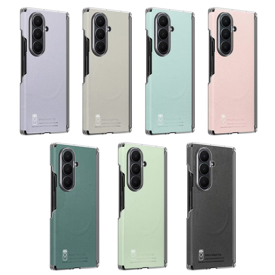 szHAIyu Leder-Handyhülle für Samsung Galaxy Z Fold 7 6 5 4 mit MagSafe Kabelloser Ladefunktion und Doppelachsen-Scharnierschutz in Schwarz und Grün - Bild 5