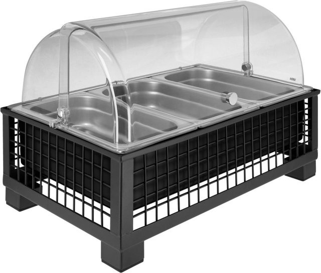VEGA Buffetvitrine Portland hoch aus Edelstahl mit 3x GN 1/3 und GN 1/1, anthrazit/transparent/edelstahl, B/T/H: 55,4 x 35,2 x 29,9 cm - Bild 1