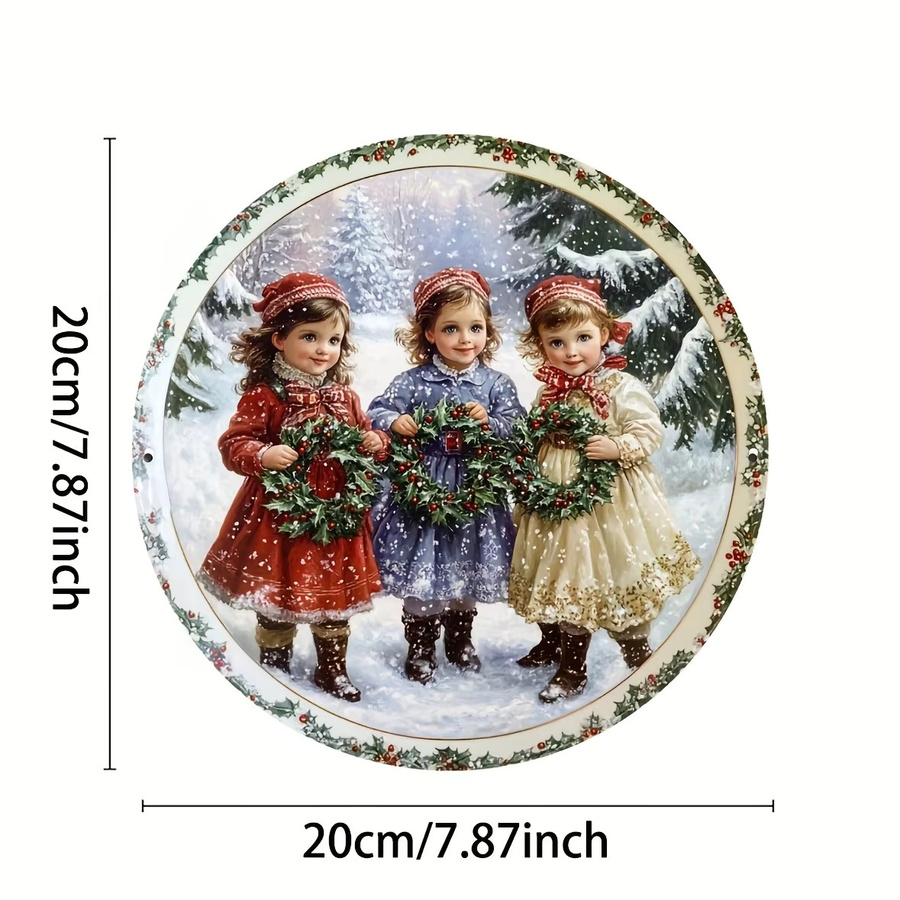 Potdemiel Metallschild Victoria Winter Christmas Scene Rund in Multicolour mit Durchmesser: 20 cm - Bild 2