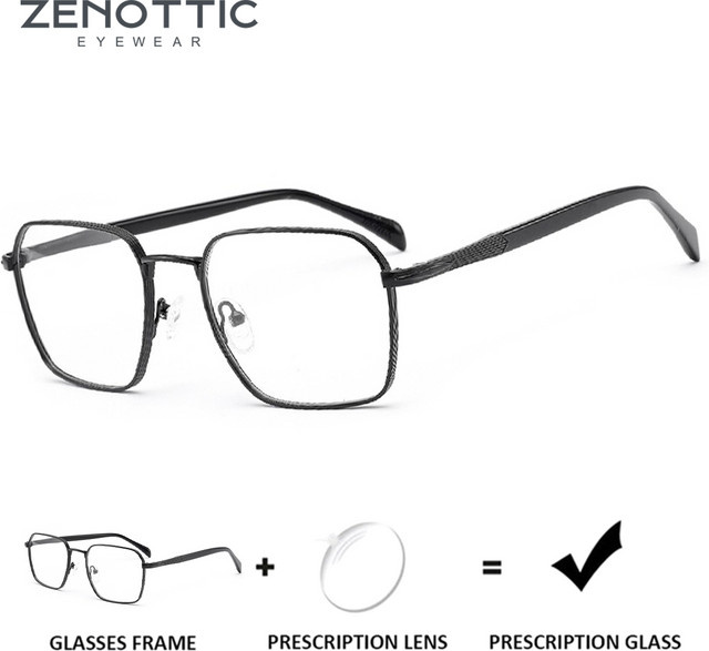ZENOTTIC Korrekturbrille, Eckig, Vollrand, Metall, Herren - Bild 1