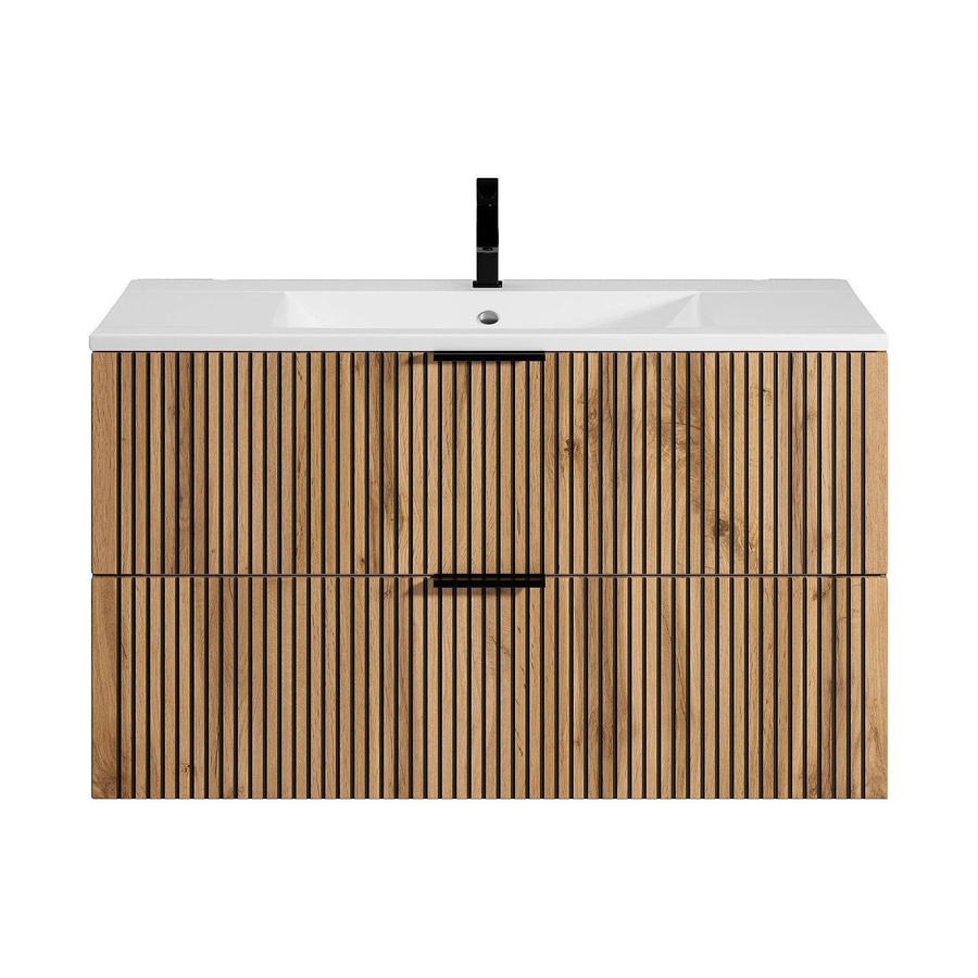 Einzelwaschtisch Madela von Vente-unique in Schwarz und Naturfarben Hell, Breite: 100 cm - Bild 2