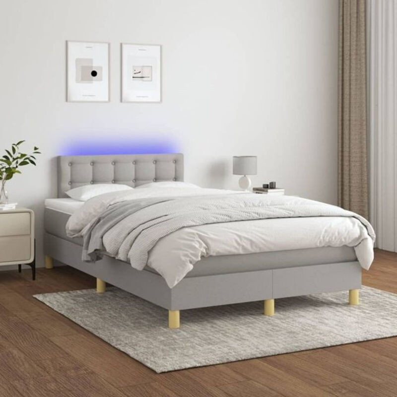 vidaxl Boxspringbett mit Matratze in Hellgrau aus Stoff, B/T: 120 x 200 cm - Bild 1