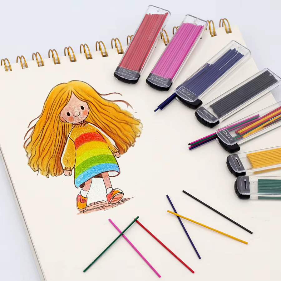 MROOFUL Automatische Bleistiftminen 1,3 mm in 6 Farben, 30 Stück pro Box, buntes Schreibzubehör für die Schule - Bild 2