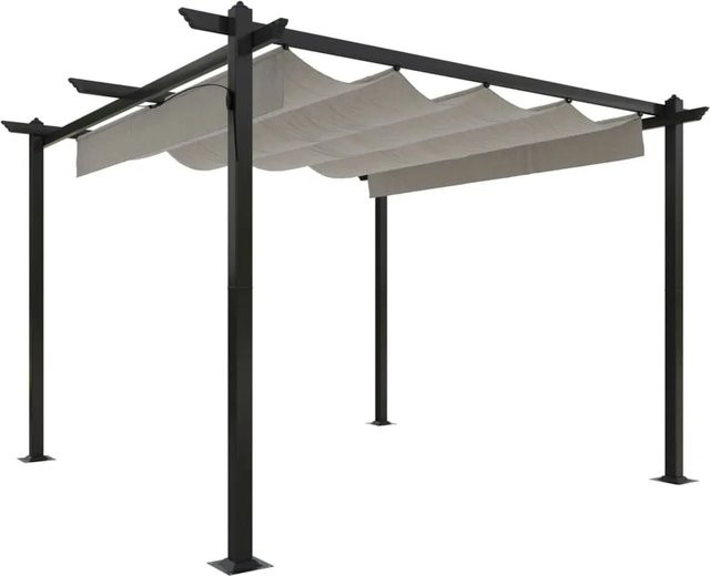 vidaXL Pavillon mit ausziehbarem Dach in Beige, B/T: 300 x 300 cm, Höhe: 220 cm - Bild 1