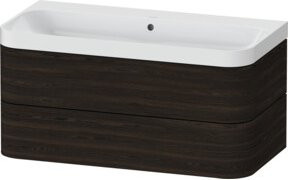 Duravit Möbelwaschtisch Happy D.2 Plus in Nussbaum Braun mit 2 Schubladen B: 97,5 cm, T: 49 cm, H: 48 cm - Bild 1