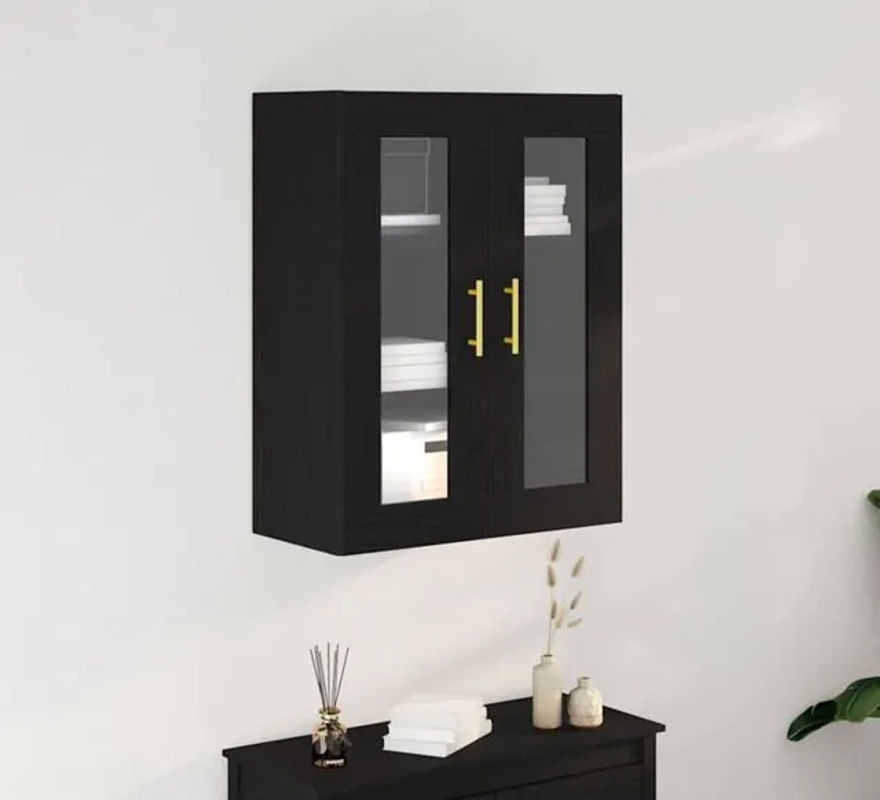 Vidaxl Hängevitrine mit Glastüren in Schwarzer Eiche, B/T/H: 69,5 x 34 x 90 cm - Bild 1