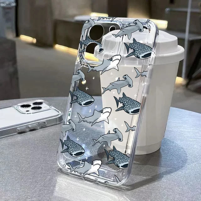 Stoßfeste iPhone Handyhülle mit Sommer Ozean Hai und Delphin Design für iPhone 7 bis iPhone 16 Pro Max - Bild 1