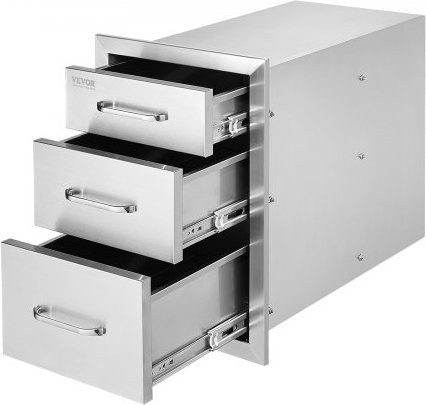 VEVOR Outdoor-Küchenschubladen aus Edelstahl in Silber, Unterputz-Grillschubladen für Außenküchen und Grillstationen, B/T/H: 35,6 x 51,6 x 58,8 cm - Bild 1